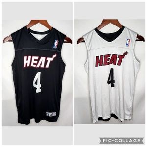 Youth Boys Team NBA Alleson Reversible Miami Heat #4 Jersey Black White Size L